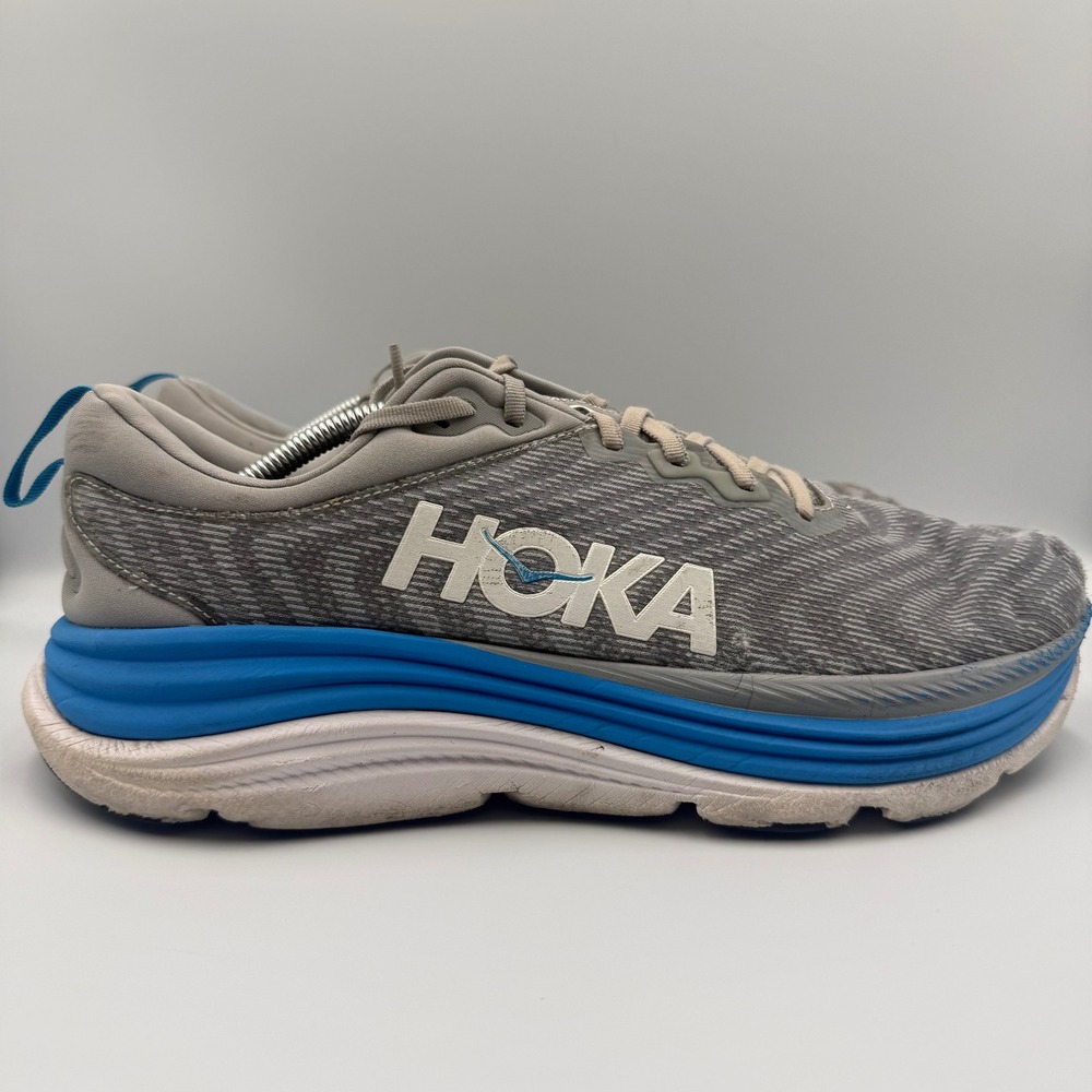 Hoka One One Gaviota 5 Men Size 12.5 Running Shoes Road Grey Blue Sneaker 112792